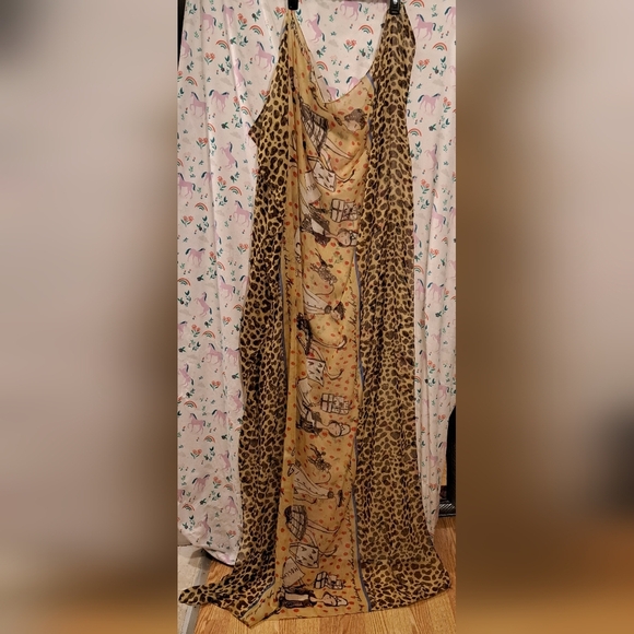 Vintage Moschino By Roffe Cheetah Leopard XL Casual Classy Graphic Scarf Wrap - Picture 7 of 10